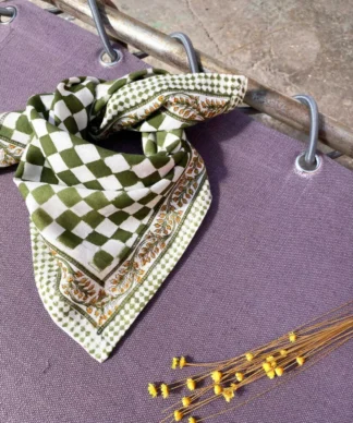 Foulard petit format Damier Kaki